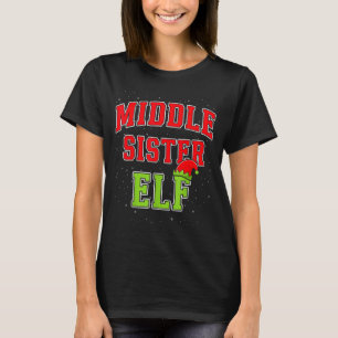 Elf Kerst Familie Matchende Groep Midden Zuster T-shirt