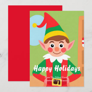 Elf Kerst Flat Vakantie Kaart