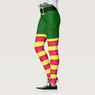 Elf Kerst Glitter Rood Groen Geel Leggings