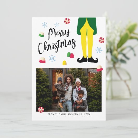 Elf kerst Kaart met foto (Staand voorkant)