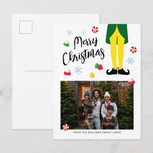 Elf kerst Kaart met foto (Voorkant / Achterkant)