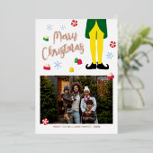 Elf kerst Kaart met foto (Staand Voorkant)