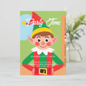 Elf Kerst Vakantie Party uitnodiging (Staand voorkant)