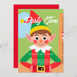 Elf Kerst Vakantie Party uitnodiging