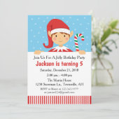 Elf Kerst Verjaardagsfeest Uitnodiging (Staand voorkant)