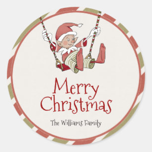 Elf kerstcadeau Label Sticker