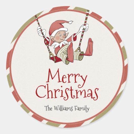 Elf kerstcadeau Label Sticker (Voorkant)
