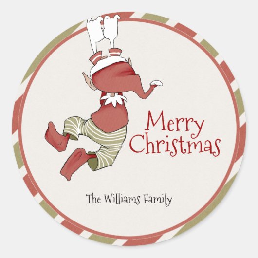 Elf Kerstcadeau Tag Sticker (Voorkant)