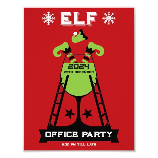 Elf kerstfeest foto afdruk (Voorkant)