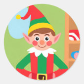 Elf Kerstfeest Party Sticker (Voorkant)