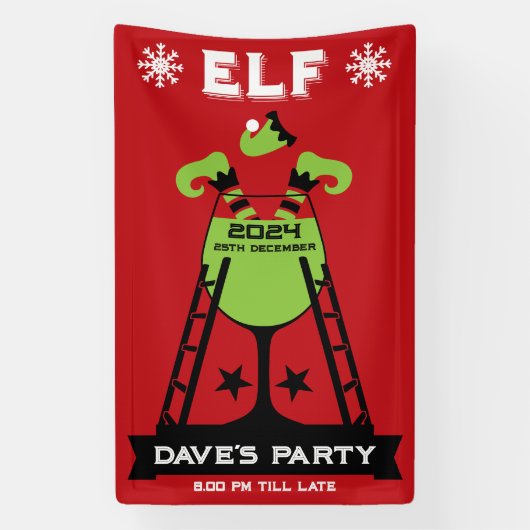 Elf kerstfeest spandoek (Verticaal)