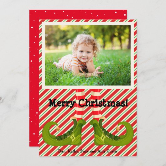 Elf kerstfoto feestdagenkaart (Voorkant / Achterkant)