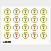 Elf Kerstlabels met rood haar jongen Ronde Sticker (Vel)