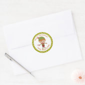Elf Kerstlabels met rood haar jongen Ronde Sticker (Envelop)
