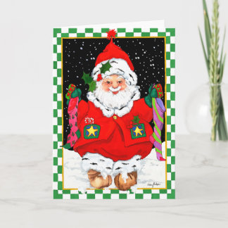 Elf Kerstman met kousen Feestdagen Kaart