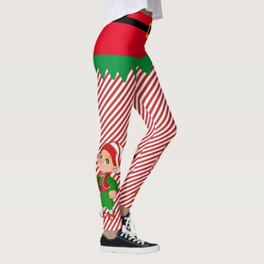 Elf Kerstman's kleine elfen schattige streep Leggings (Rechts)