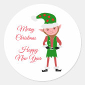Elf Kerstmis Classic Round Sticker (Voorkant)