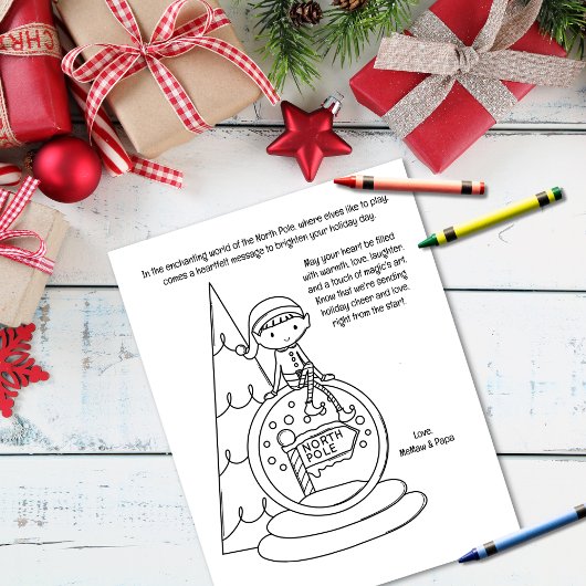 Elf Kerstmis Kleuren & Spel Activiteit Kaart