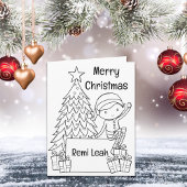 Elf Kerstmis Kleuren & Spel Activiteit Kaart