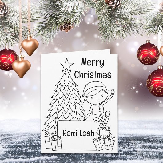 Elf Kerstmis Kleuren & Spel Activiteit Kaart