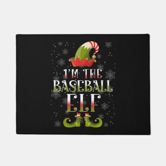 Elf Kerstmis met honkbal Deurmat (Voorkant)