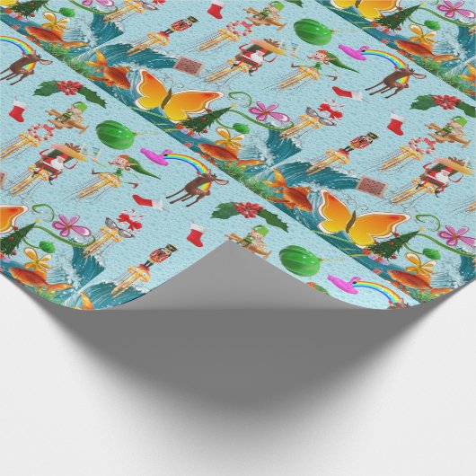 Elf Kerstmis Oceaan Vis Santa Wrapping Papier (Hoek)