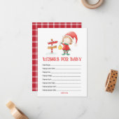 Elf, Kerstmis Wensen voor Baby bij Baby Shower Notitiekaartje (Voorkant / Achterkant in situ)