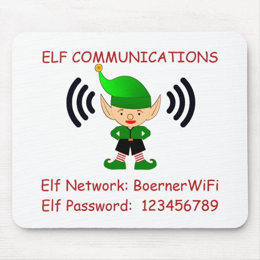 Elf Kerstmis - Wi-Fi Guest Computer Desk Room Muismat (Voorkant)