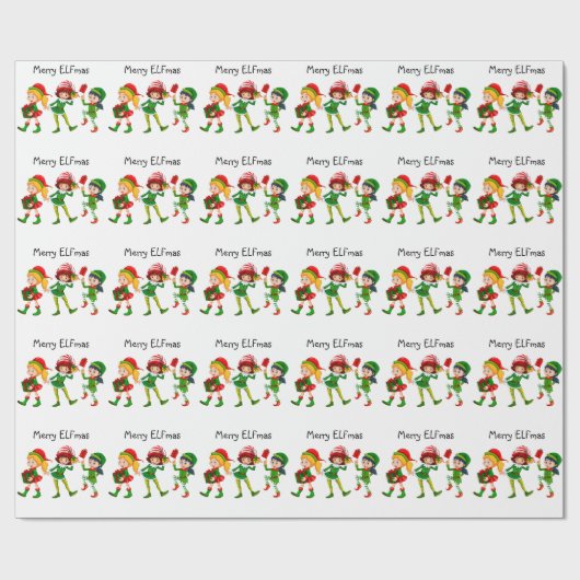 ELF kerstpatroonpapier Cadeaupapier (Vlak)