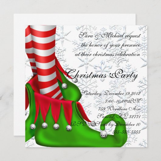 elf - kerstuitnodiging kaart (Voorkant / Achterkant)