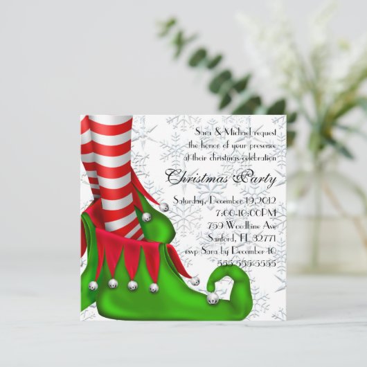 elf - kerstuitnodiging kaart (Staand voorkant)