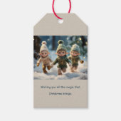 Elf Kids Running in the Snow Custom Text Cadeaulabel (Voorkant)