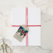 Elf Kinderen Rennen in de Sneeuw Aangepaste Tekst Cadeaulabel (Met Touw)