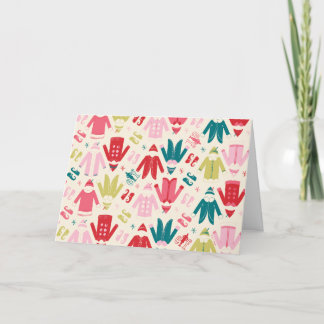 Elf Kleurrijk Jas en Schoenen Patroon Feestdagen Kaart
