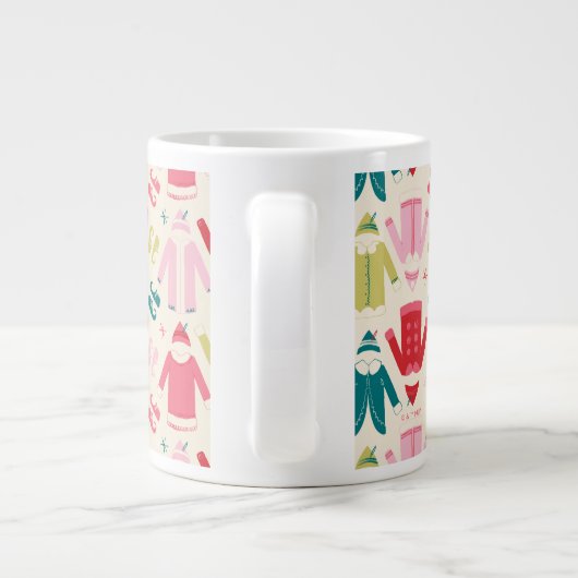 Elf kleurrijke jas en schoenen patroon grote koffiekop (Achterkant)