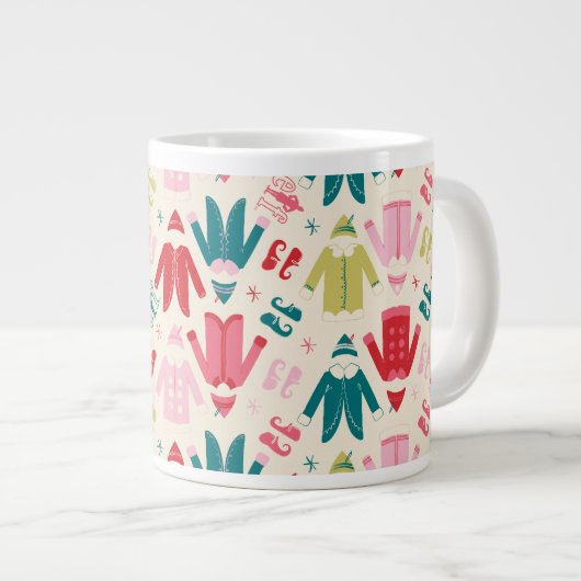 Elf kleurrijke jas en schoenen patroon grote koffiekop (Voorkant rechts)