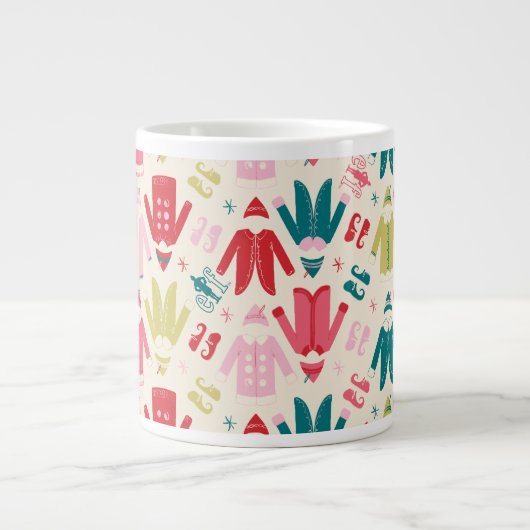 Elf kleurrijke jas en schoenen patroon grote koffiekop (Voorkant)