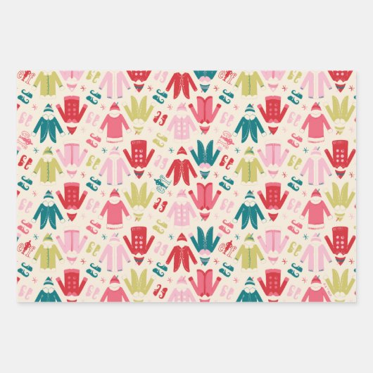 Elf kleurrijke jas en schoenen patroon inpakpapier vel (Voorkant 2)