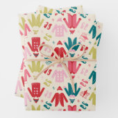 Elf kleurrijke jas en schoenen patroon inpakpapier vel (In situ)