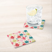 Elf kleurrijke jas en schoenen patroon kartonnen onderzetters (Insitu)