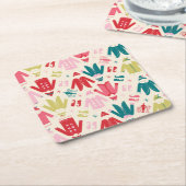 Elf kleurrijke jas en schoenen patroon kartonnen onderzetters (Schuin)