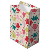 Elf kleurrijke jas en schoenen patroon medium cadeauzakje (Voorkant Gekanteld)