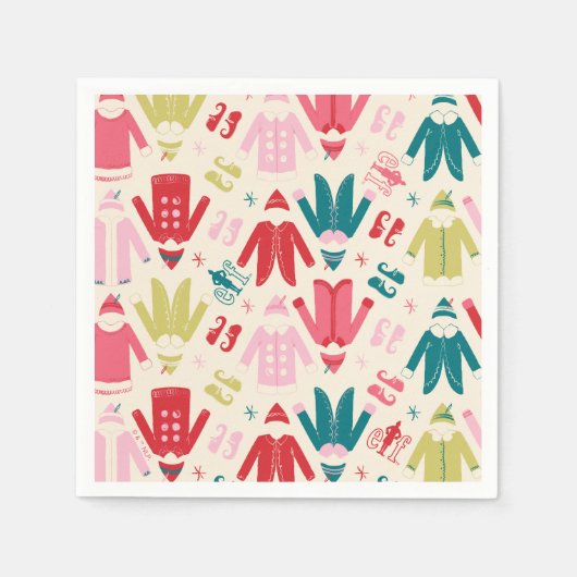 Elf kleurrijke jas en schoenen patroon servet (Voorkant)