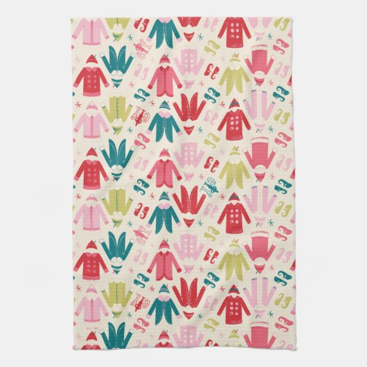 Elf kleurrijke jas en schoenen patroon theedoek (Verticaal)