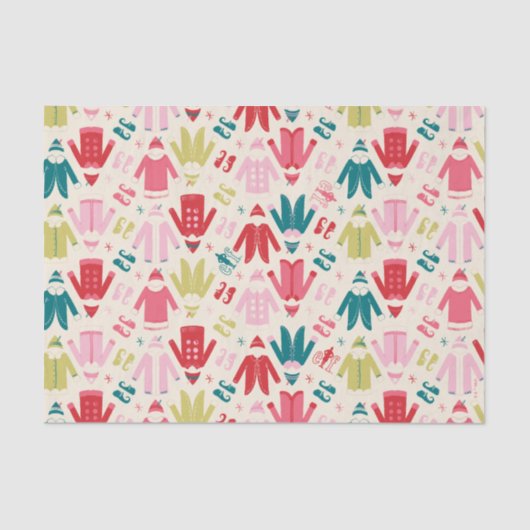 Elf kleurrijke jas en schoenen patroon tissuepapier (Voorkant)