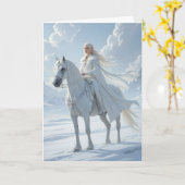 Elf Koningin rijdend op Witte Paard Kaart (Gele Bloem)