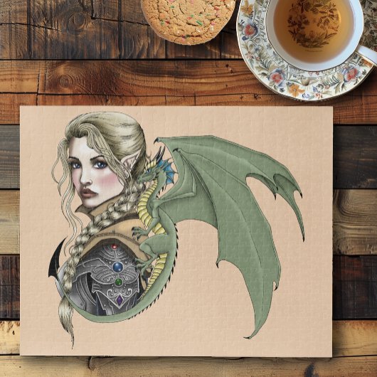Elf Krijger Draak Fantasie Magisch Middeleeuws Per Legpuzzel