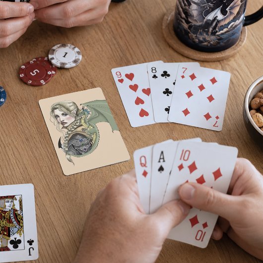Elf Krijger Draak Fantasie Magisch Middeleeuws Per Pokerkaarten