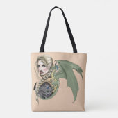 Elf Krijger Draak Fantasie Tote Bag (Achterkant)