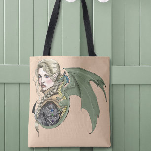 Elf Krijger Draak Fantasie Tote Bag